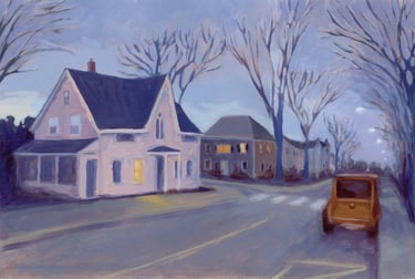 Tree-Lined Street - Painting by Michelle Darwin