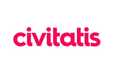 Official pink Civitatis logo for tours and activities, isolated on a solid black background.