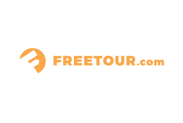 Official orange FREETOUR.com logo on a black background for booking walking tours and city excursions.