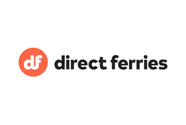 Direct Ferries logo featuring a red circular icon with white df initials on a black background.