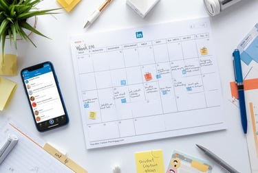 Thirty day LinkedIn posting calendar showing consistent daily content schedule