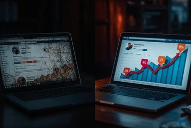 Comparison of inactive versus active LinkedIn profiles showing engagement differences