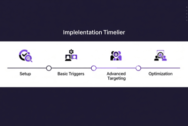 Timeline infographic outlining the four key phases of a marketing automation implementation roadmap.
