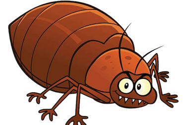 an evil looking animated bed bug