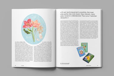 a book opened to show a page of a magazine