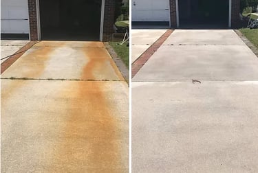 rust removal from concrete driveway surface