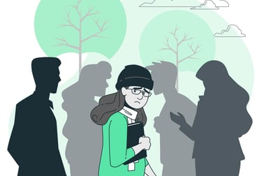 an anxious woman in a society