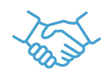 Icon of blue hands shaking representing trusted locksmith experts