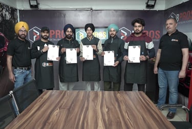 Students getting hands on car detailing training in Amritsar