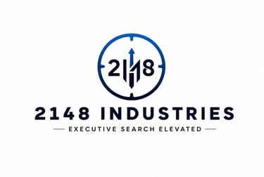 2148 Industries executive search logo featuring a blue circular emblem and growth arrow.