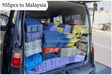 Pengiriman ekspor untuk 955 pcs tas anyaman jali jali Craftvitas Indonesia ke Malaysia