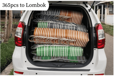 Pengiriman grosir 365 pcs tas anyaman jali jali Craftvitas Indonesia ke Lombok