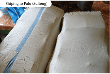 Large woven bag shipment to Palu Central Sulawesi from Craftvitas Indonesia