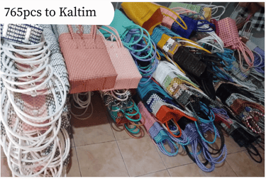 Pengiriman grosir 765 pcs tas anyaman jali jali Craftvitas Indonesia ke Kalimantan Timur