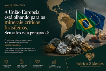 Ilustração representando a aproximação entre União Europeia e Brasil no mercado de minerais críticos