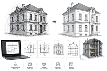 Inwentaryzacja 3D budynku – chmura punktów i model 3D