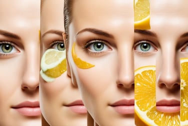 a woman with a slice of lemonade on her face