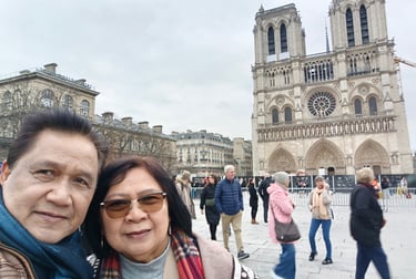 Lulu and Roger at  Notre-Dame Cathedral,