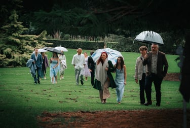 Guests arriving for an intimate wedding ceremony at Araucaria Avenue in Adelaide Botanic Garden