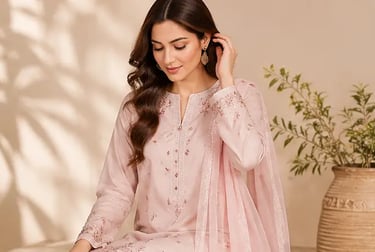 Elegant women fashion collection featuring embroidered traditional and modern outfits for women category
