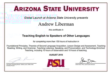 TESOL certificate