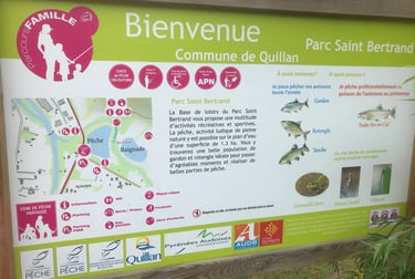 Fishing information sign in Parc Saint Bertrand Quillan