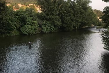 Trout fishing on the River Aude in Quillan Pyrenees