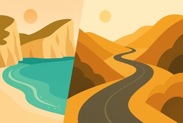 Cala simbolica e strada tra colline minimal, viaggio e contrasto – Mallorca Unlocked