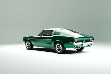 Rear quarter view of a Ford Billit Mustang 3D model