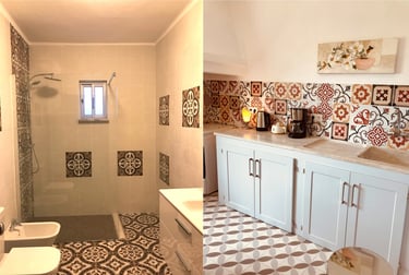 foto van badkamer en keuken appertement