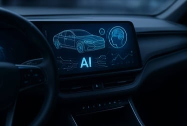Painel digital de carro moderno com interface de inteligência artificial