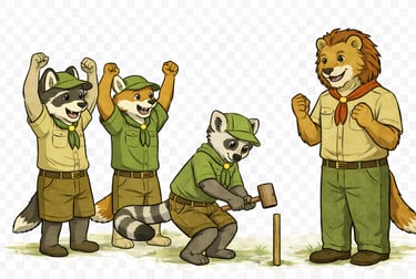 Scouts cheering together during a pack activity.