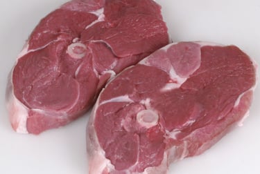 Raw lamb leg steaks