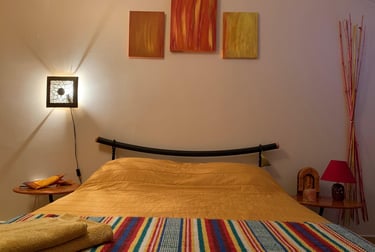 fire bedroom with a bed