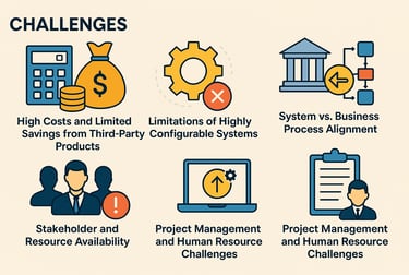 decorative: an image summarising SRS Challenges represented as icons