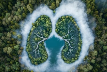 Baumformation im Wald, die wie eine Lunge aussieht