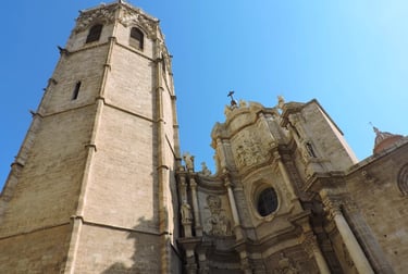 Valencia Cathedral with its iconic Miguelete bell tower, a Gothic masterpiece in the city center