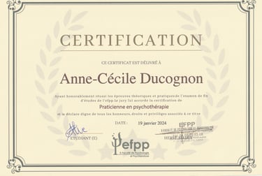 Certification praticienne en psychothérapie