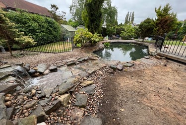 garden pond and waterfall