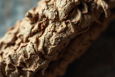 A close-up view of licorice root's intricate skin, captured in exquisite detail.