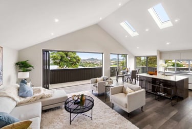 Orakei Basin home renovation - open plan living - Revive Builders Auckland
