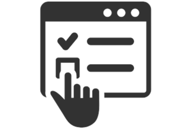 an icon with a persons hand making a selection on a screen