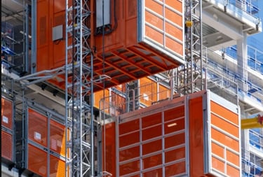a craned craned up against a blue sky