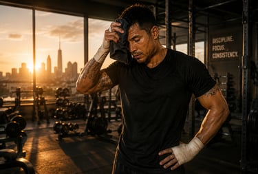 Man deep in thought after workout