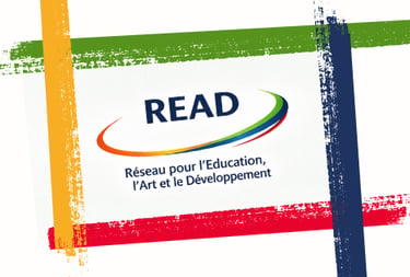 READ logo for the Network for Education Art and Development with colorful paint brush strokes.