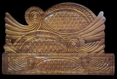 Hand-Carved Teak Wood Bed with Elegant Backrest