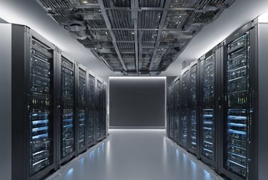 a long row of servers in a server room