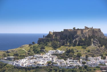 Greece, Rhodes, Lindos panoramic view