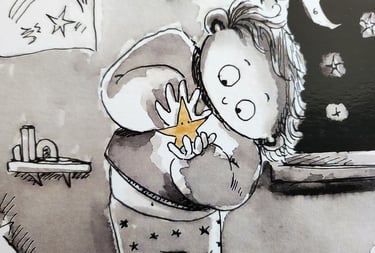 illustration d'un enfant qui attrape une étoile