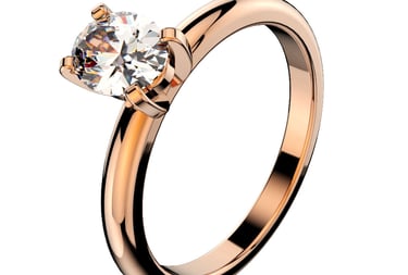 Render Anillo de Compromiso Solitario de Oro Rosa corte Ovalo